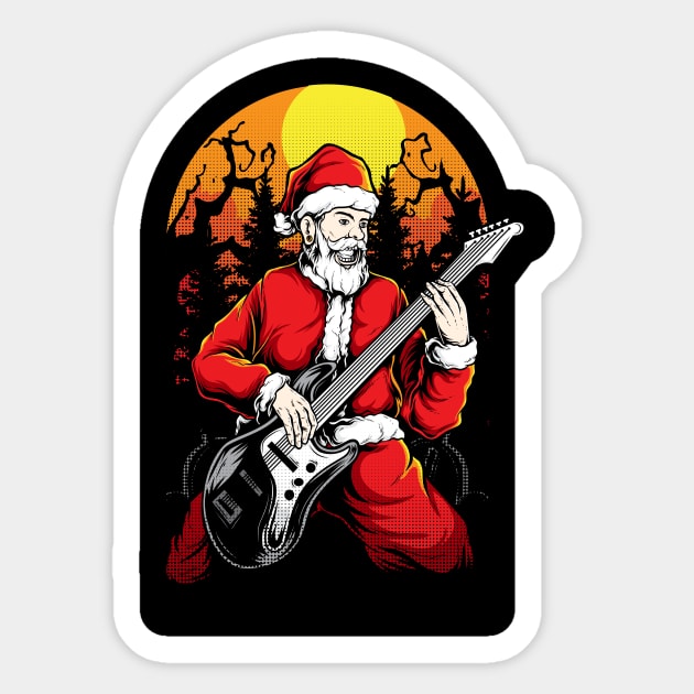 Rocker Santa Sticker by InksyndromeArtwork